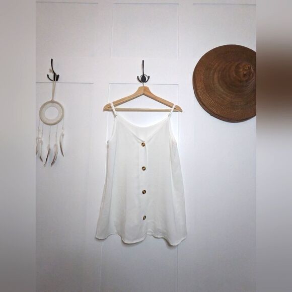 Women's white sheer tank top - XL Buttons - Picture 2 of 11